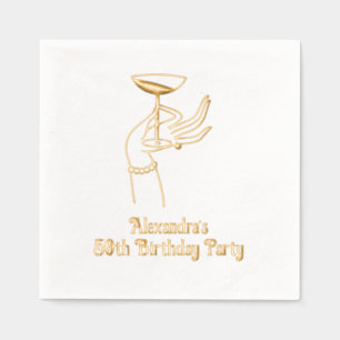Serviettes Avec Dorure Joyeux Anniversaire Toast Raising Champagne Glass
