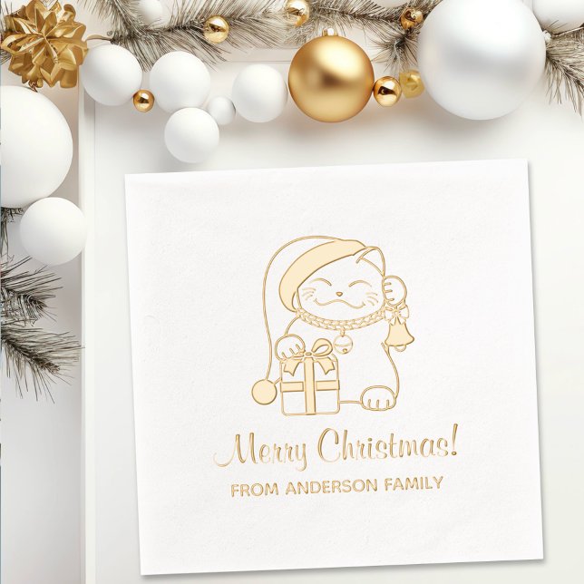 Serviettes Avec Dorure Joyeux chat de Noël de la famille (Créateur téléchargé)