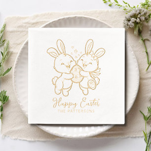 Serviettes Avec Dorure Joyeux lapins de Pâques Oeuf de lapin Nom personna