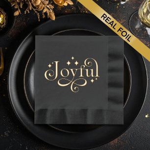 Serviettes Avec Dorure Joyeux nappe à huile noire
