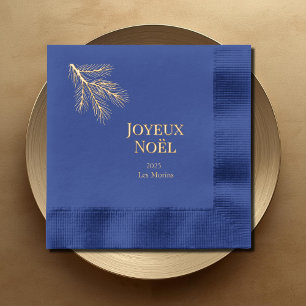 Serviettes Avec Dorure Joyeux Noel - branches de pin délicates