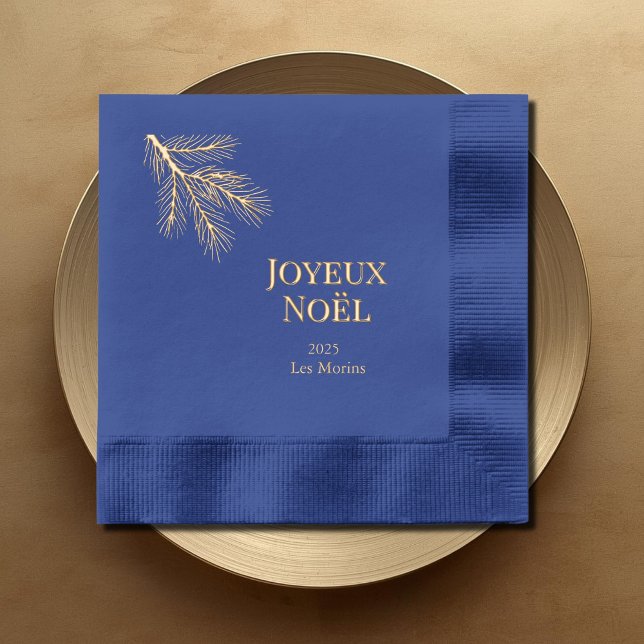 Serviettes Avec Dorure Joyeux Noel - branches de pin délicates  (Créateur téléchargé)
