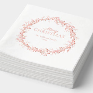 Serviettes Avec Dorure Joyeux Noël Elegant Wreath Party Rose Gold
