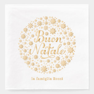 Serviettes Avec Dorure Joyeux Noël Fête de Noël italienne Flocons de neig