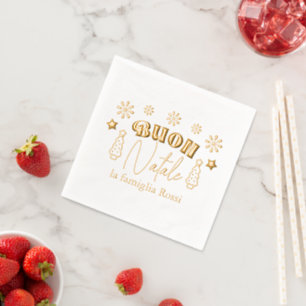 Serviettes Avec Dorure Joyeux Noël Fête de Noël italienne personnalisée