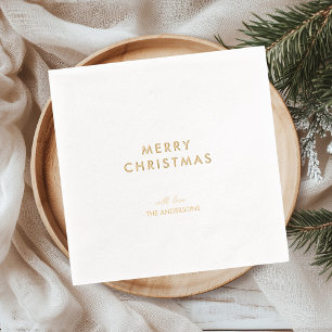 Serviettes Avec Dorure Joyeux Noël minimal en feuille d'or