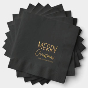 Serviettes Avec Dorure Joyeux Noël moderne Décontracté Script amusant