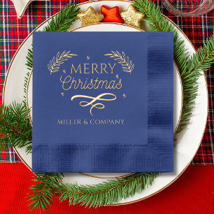 Serviettes Avec Dorure Joyeux Noël Nom personnalisé d'entreprise