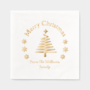 Serviettes Avec Dorure joyeux noël pin sylvestre flocons or classique