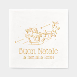 Serviettes Avec Dorure Joyeux Noël Santa Sleigh Noël Italien en Famille