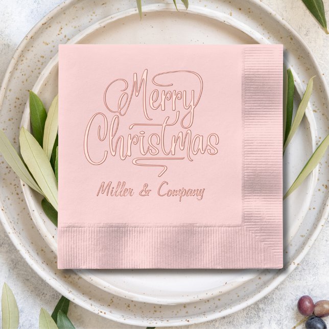 Serviettes Avec Dorure Joyeux Noël Script Entreprise Nom personnalisé (Créateur téléchargé)