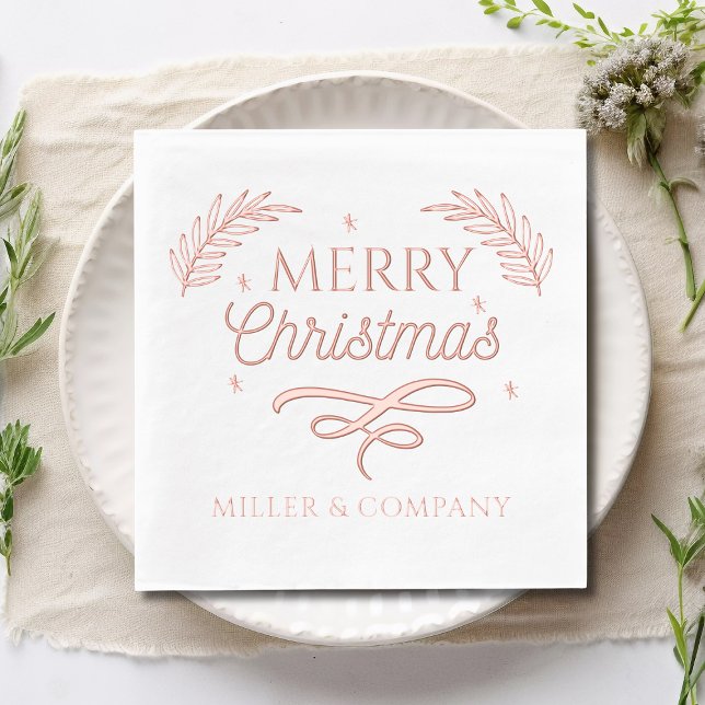 Serviettes Avec Dorure Joyeux Noël Script Entreprise Nom personnalisé (Créateur téléchargé)