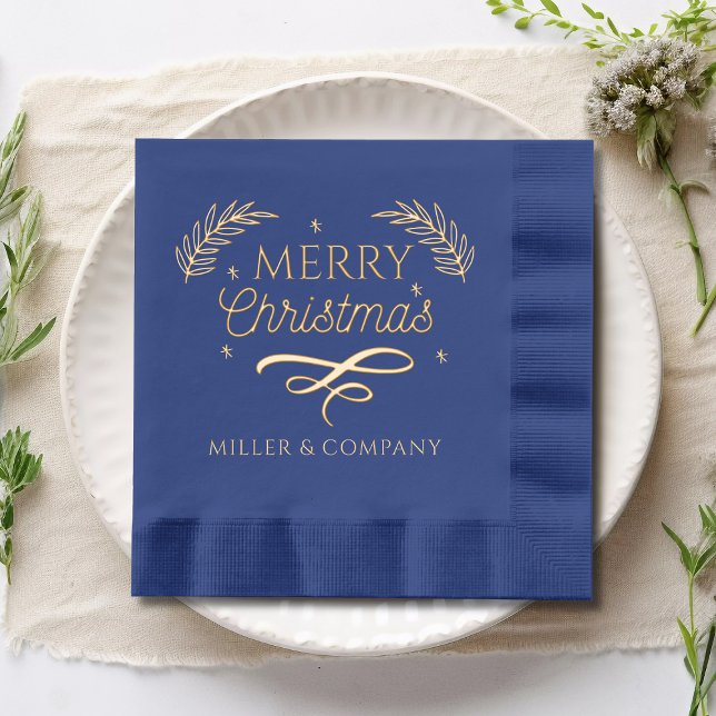 Serviettes Avec Dorure Joyeux Noël Script Entreprise Nom personnalisé (Créateur téléchargé)