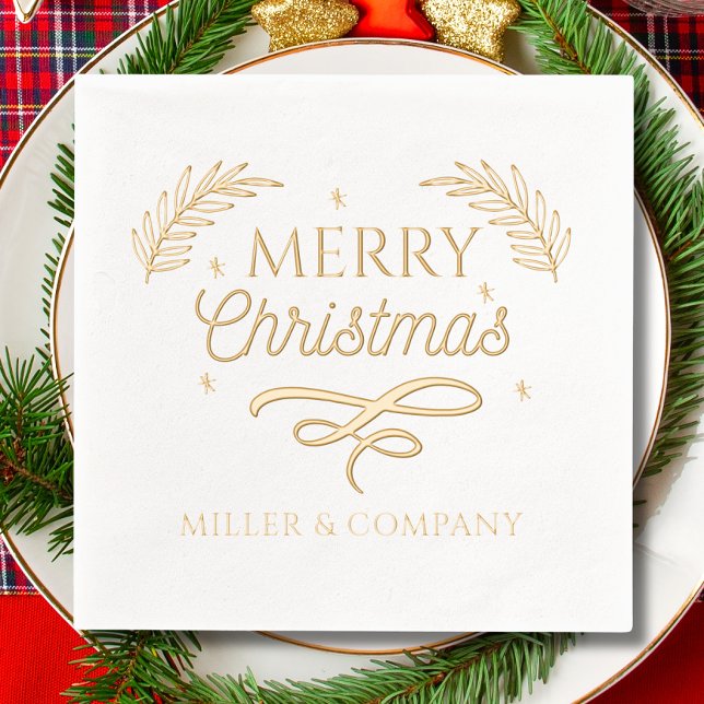Serviettes Avec Dorure Joyeux Noël Script Entreprise Personnalisé (Créateur téléchargé)
