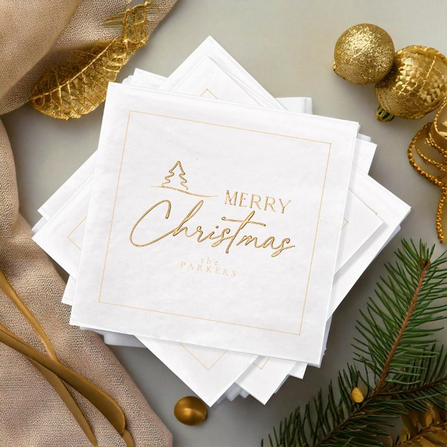 Serviettes Avec Dorure Joyeux Noël stylisé Arbre Motif ID1009 (Créateur téléchargé)