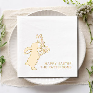 Serviettes Avec Dorure Joyeux Papillon lapin de Pâques mignon personnalis