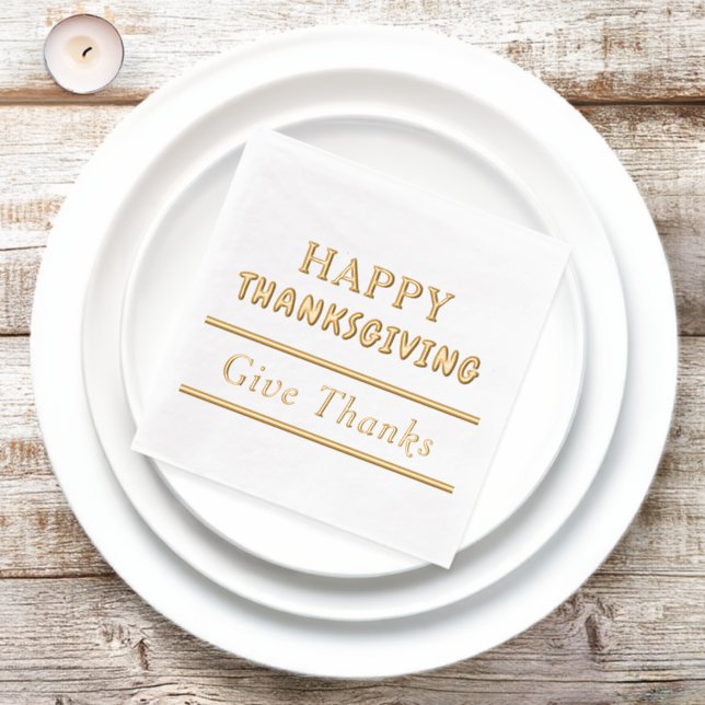 Serviettes Avec Dorure Joyeux Thanksgiving Donner Merci Typographie  (Insitu)