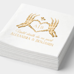 Serviettes Avec Dorure Jusqu'à ce que la mort nous sépare Squelette Mains