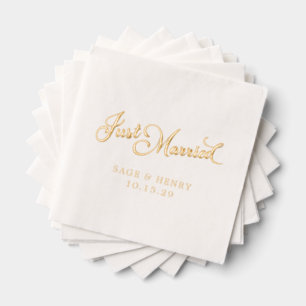 Serviettes Avec Dorure Juste un Mariage marié