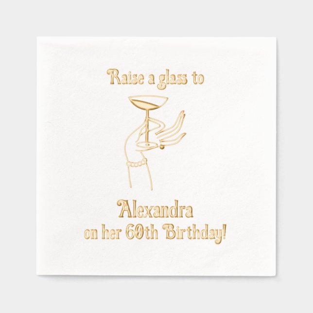 Serviettes Avec Dorure Lever un verre Anniversaire fête (Recto)