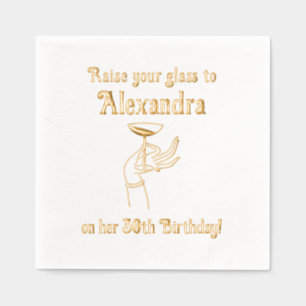 Serviettes Avec Dorure Lever un verre Anniversaire fête #2