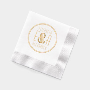 Serviettes Avec Dorure LG Art Déco 2F Esperluette Couple 2 Initiales Noms