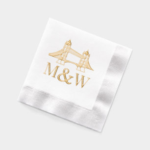 Serviettes Avec Dorure London Bridge Lg Esperluette Couple Mariage 2 Init