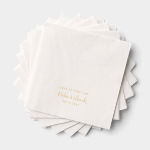 Serviettes Avec Dorure Love at First Sip Custom Names Mariage de script