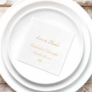 Serviettes Avec Dorure Love & Thanks Monogram Mariage Date Party Cocktail