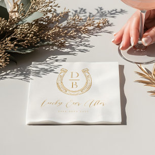 Serviettes Avec Dorure Lucky Ever Après Classy Horseshoe Monogram Mariage