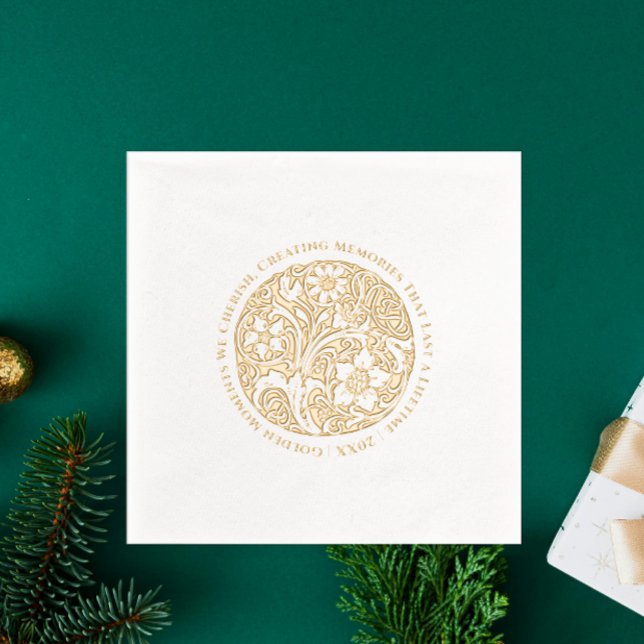 Serviettes Avec Dorure Luxe Opulent Or Et Blanc Art Déco Floral (Créateur téléchargé)