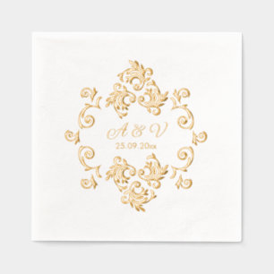 Serviettes Avec Dorure Luxueux Monogramme Art Nouveau