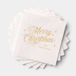 Serviettes Avec Dorure Magique Temps Joyeux Noël Fête Foil Napkins