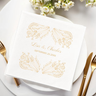 Serviettes Avec Dorure Magnifique Mariage Floral Vintage