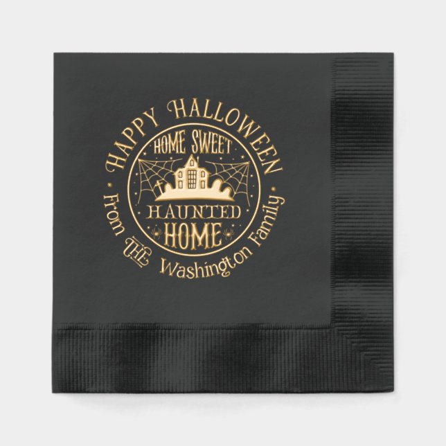Serviettes Avec Dorure Maison Hantée Effrayante Toiles d'Araignée Nom de  (Recto)