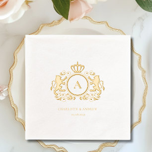Serviettes Avec Dorure Mariage à huile de monogramme de la crête royale