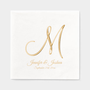 Serviettes Avec Dorure Mariage à huile d'or Monogramme Napkins