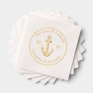 Serviettes Avec Dorure Mariage à l'ancre nautique