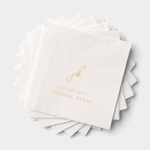 Serviettes Avec Dorure Mariage à monogramme en écriture élégante