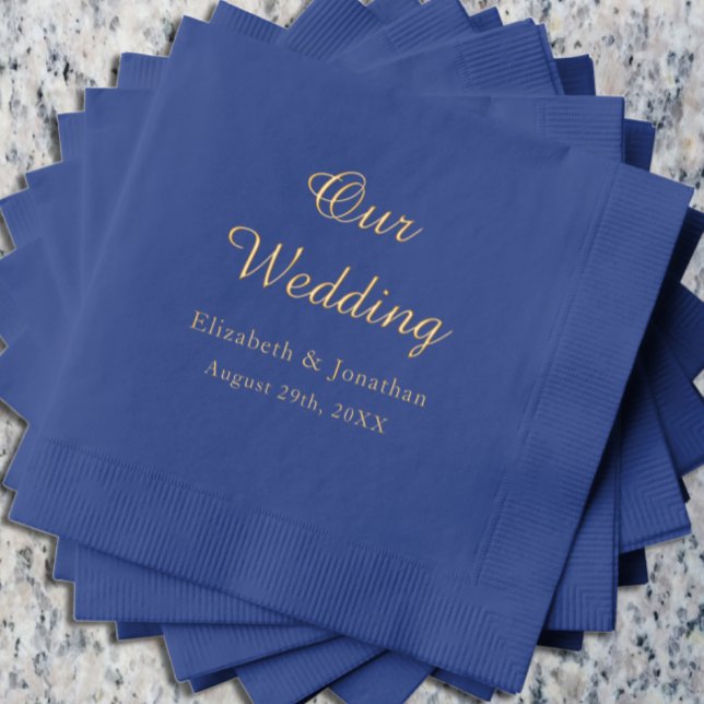 Serviettes Avec Dorure Mariage bleu opulent (Créateur téléchargé)