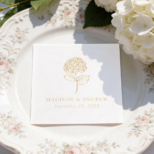 Serviettes Avec Dorure Mariage Classique aux Hortensias