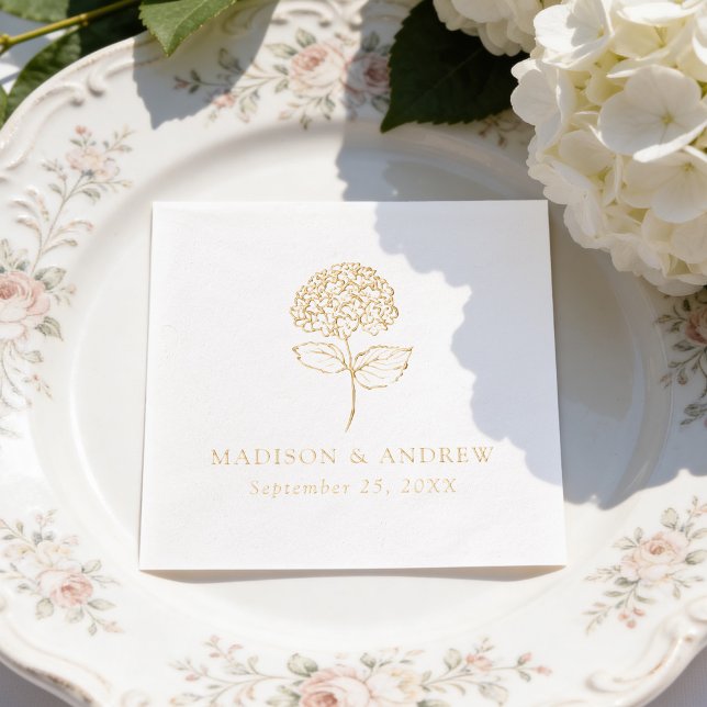Serviettes Avec Dorure Mariage Classique aux Hortensias (Créateur téléchargé)