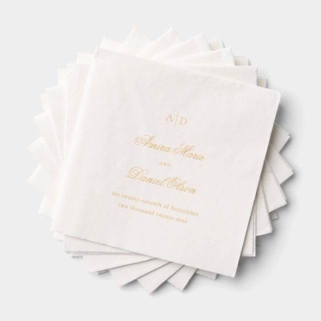 Serviettes Avec Dorure Mariage Classique Élégant (Insitu (empilé))
