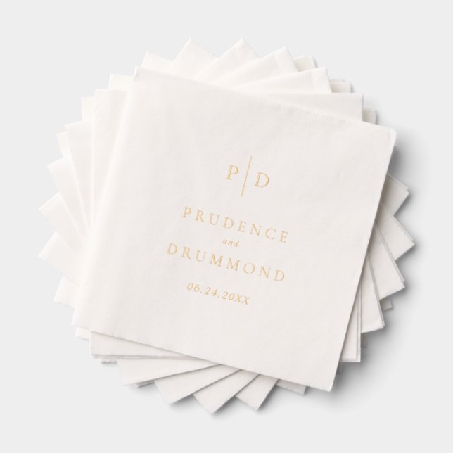 Serviettes Avec Dorure Mariage Classique Élégant Monogramme (Insitu (empilé))