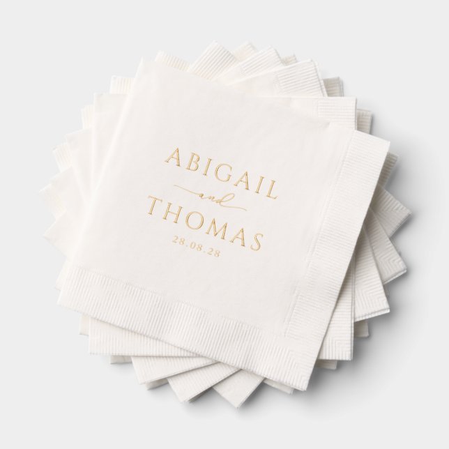 Serviettes Avec Dorure Mariage Cocktail Personnalisé (Insitu (empilé))