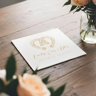 Serviettes Avec Dorure Mariage cœur de fer à cheval rustique Chanceux à j