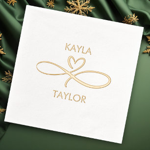 Serviettes Avec Dorure Mariage de calligraphie d'or romantique