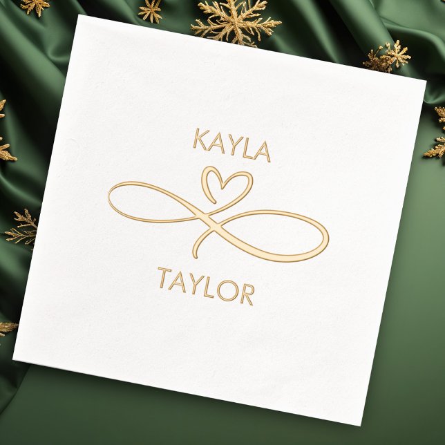 Serviettes Avec Dorure Mariage de calligraphie d'or romantique (Créateur téléchargé)