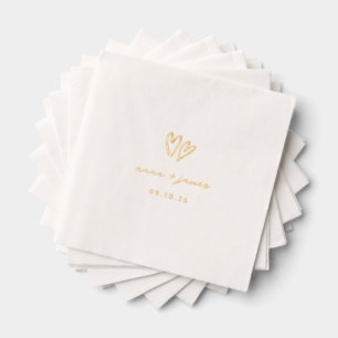 Serviettes Avec Dorure Mariage de Doodle Whimsical