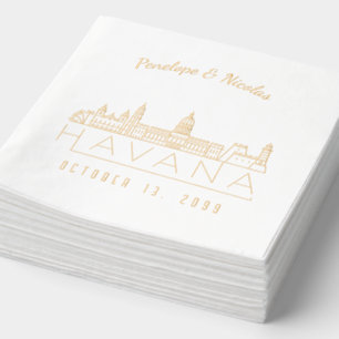 Serviettes Avec Dorure Mariage de la Havane personnalisée de l'huile d'or